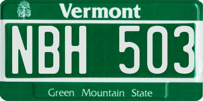 VT license plate NBH503