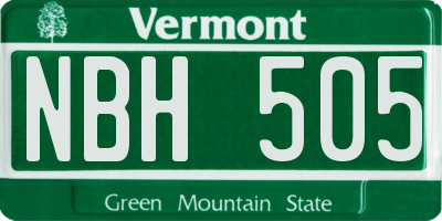 VT license plate NBH505