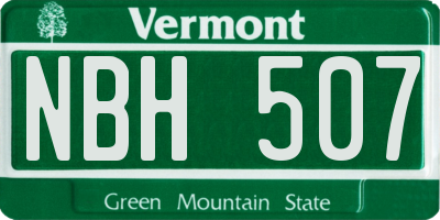 VT license plate NBH507