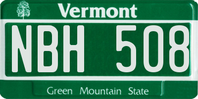VT license plate NBH508