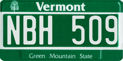 VT license plate NBH509