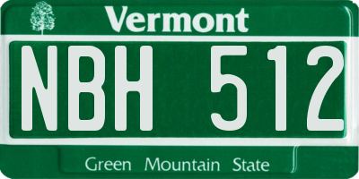 VT license plate NBH512