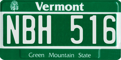 VT license plate NBH516