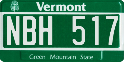 VT license plate NBH517