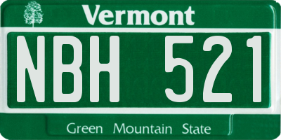 VT license plate NBH521