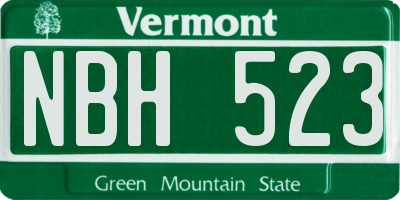 VT license plate NBH523