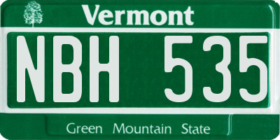 VT license plate NBH535