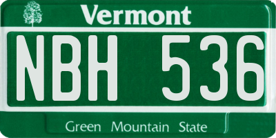 VT license plate NBH536