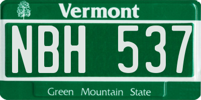 VT license plate NBH537
