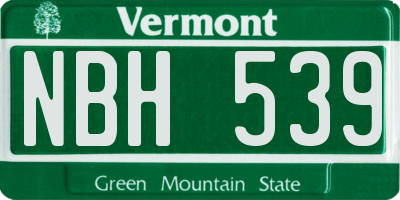 VT license plate NBH539