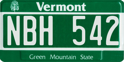 VT license plate NBH542