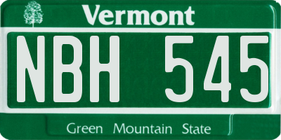 VT license plate NBH545