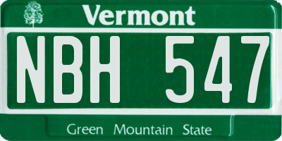 VT license plate NBH547