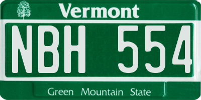 VT license plate NBH554