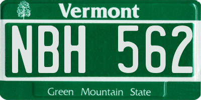 VT license plate NBH562
