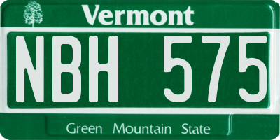 VT license plate NBH575