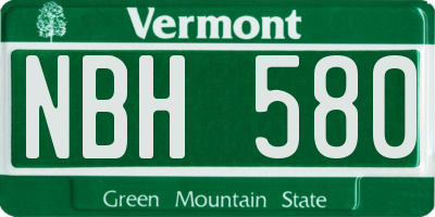 VT license plate NBH580