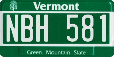 VT license plate NBH581