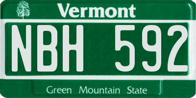 VT license plate NBH592