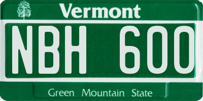 VT license plate NBH600