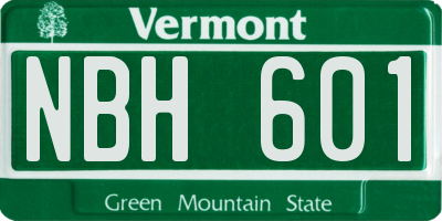 VT license plate NBH601