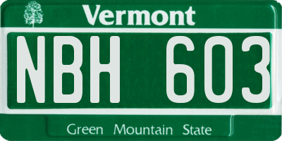 VT license plate NBH603