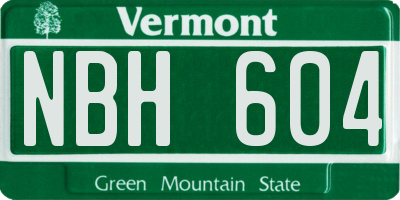 VT license plate NBH604