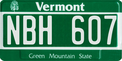 VT license plate NBH607