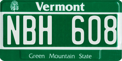 VT license plate NBH608
