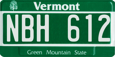 VT license plate NBH612