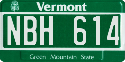 VT license plate NBH614