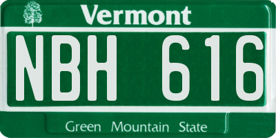 VT license plate NBH616