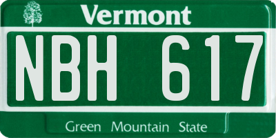 VT license plate NBH617