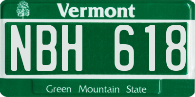 VT license plate NBH618