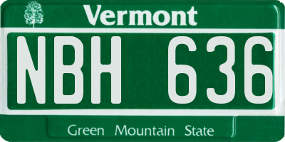 VT license plate NBH636
