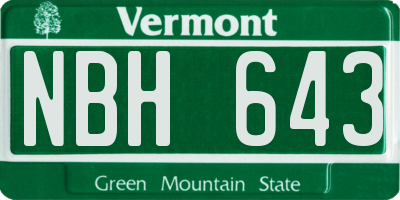 VT license plate NBH643