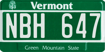 VT license plate NBH647