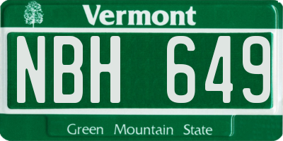 VT license plate NBH649