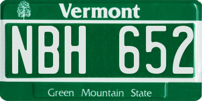 VT license plate NBH652