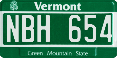 VT license plate NBH654
