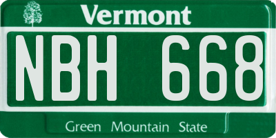 VT license plate NBH668