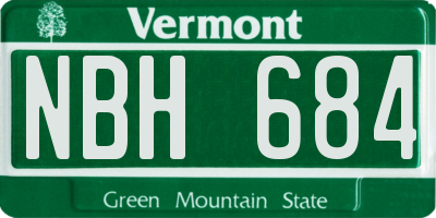 VT license plate NBH684