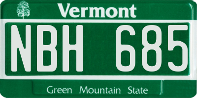 VT license plate NBH685