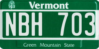 VT license plate NBH703