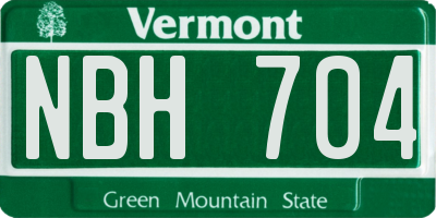 VT license plate NBH704