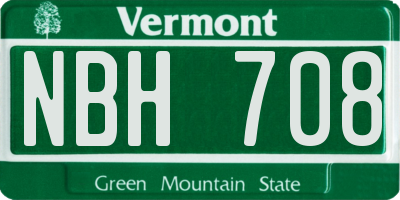 VT license plate NBH708