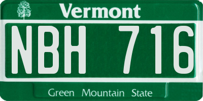VT license plate NBH716