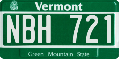 VT license plate NBH721