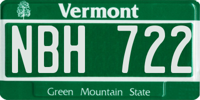 VT license plate NBH722