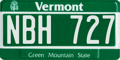 VT license plate NBH727